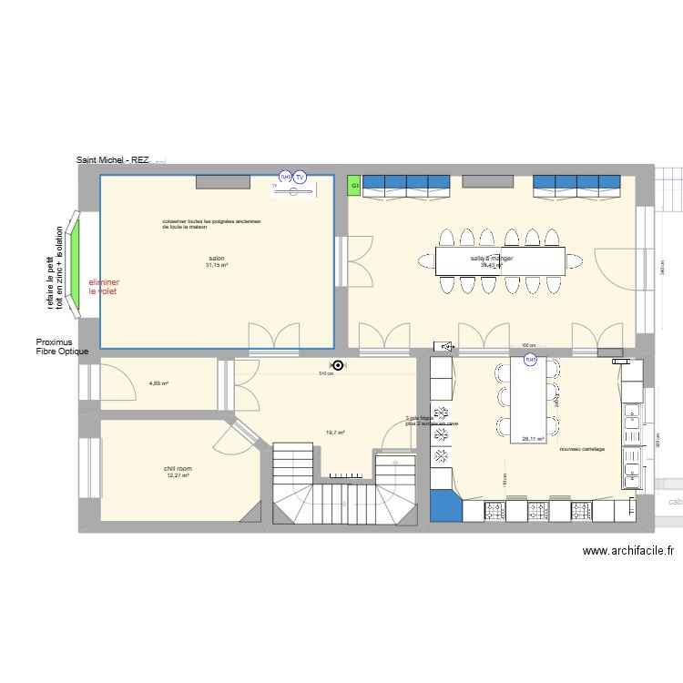 Saint Michel 71. Plan de 41 pièces et 646 m2