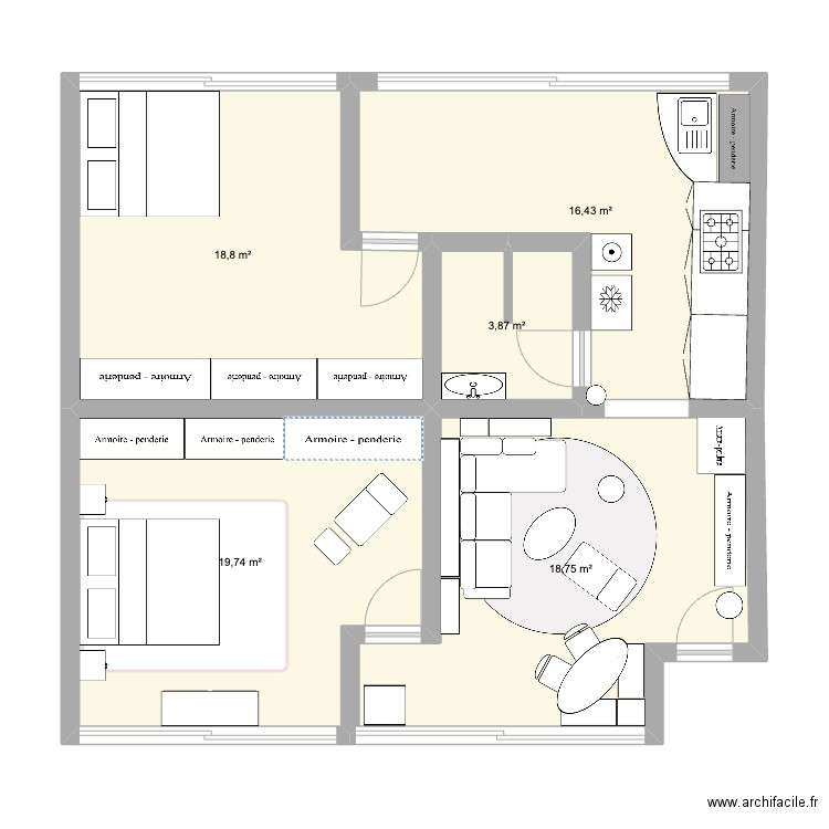 block38. Plan de 5 pièces et 78 m2