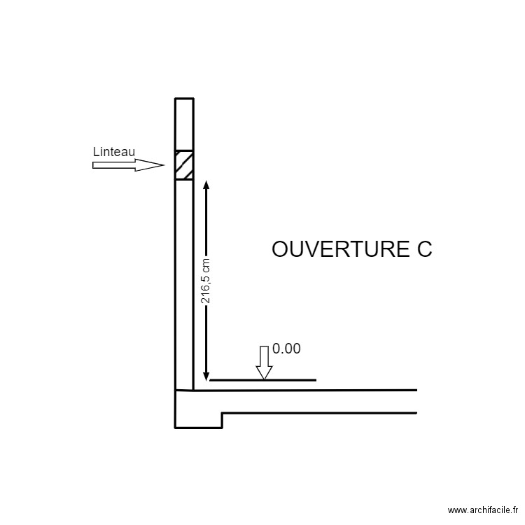 COUPE GRAND OUVERTURE C. Plan de 3 pièces et 1 m2