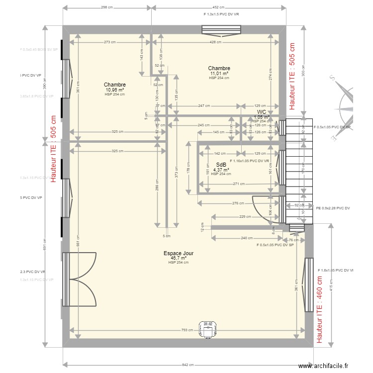 POULET Damien. Plan de 12 pièces et 147 m2