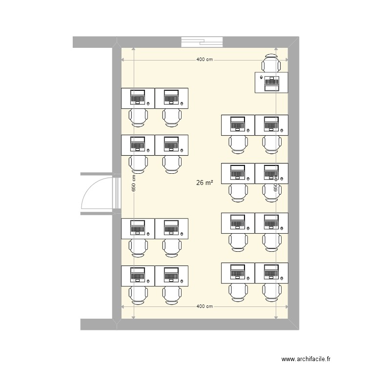 Salle video. Plan de 1 pièce et 26 m2