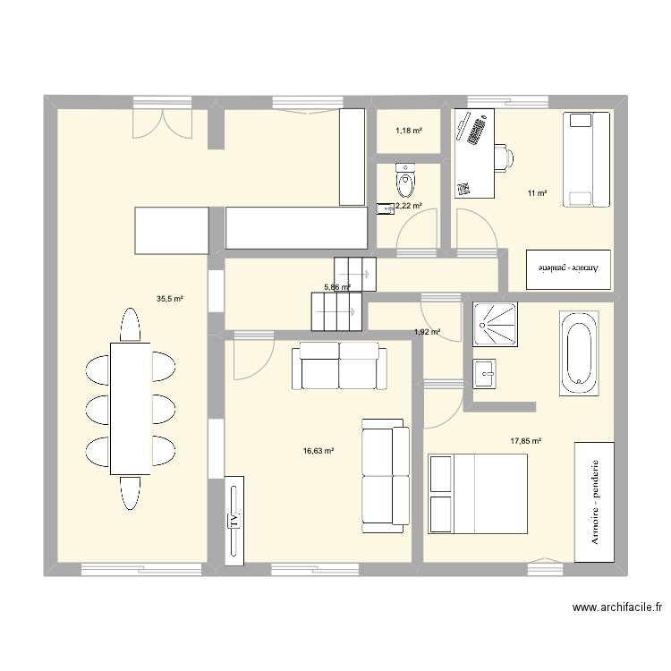 Gélines v3. Plan de 17 pièces et 158 m2