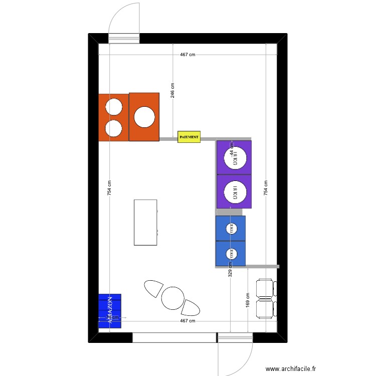 LAVERIE SAINT AUBIN 2. Plan de 1 pièce et 35 m2