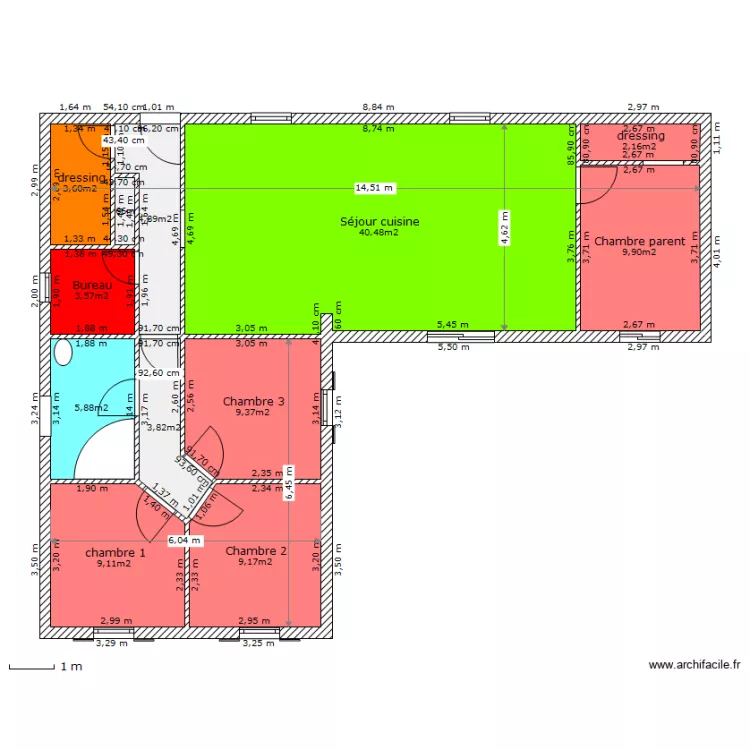 105m&sup2;. Plan de 