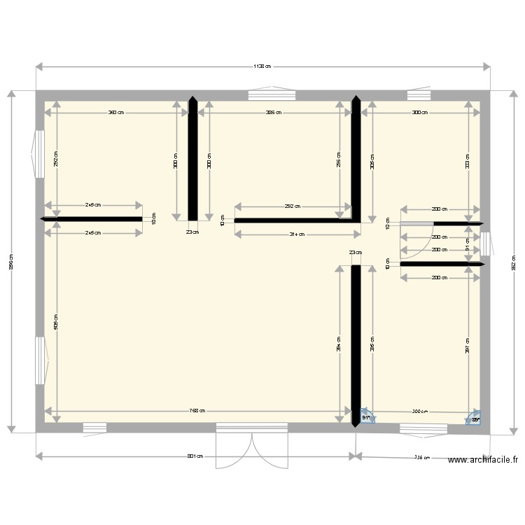 elec 11. Plan de 1 pièce et 85 m2