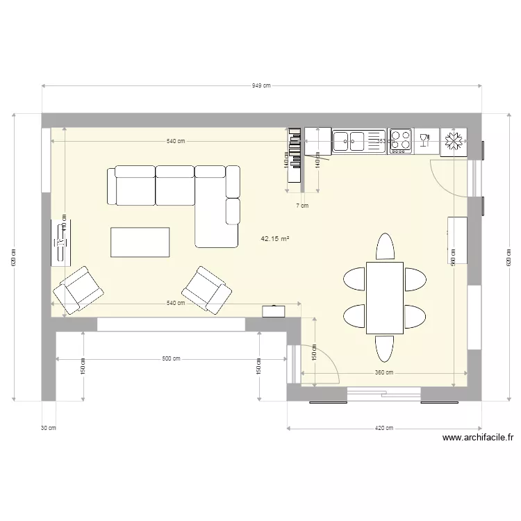 Aménagement pièce de vie V2. Plan de Aménagement pièce de vie V2. Plan de