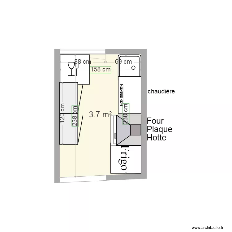 cuisine deuxi&egrave;me. Plan de 