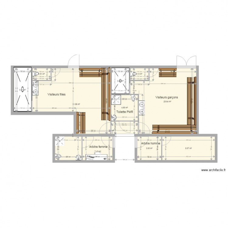 plan projet vestiaires Caudron 1. Plan de 0 pièce et 0 m2