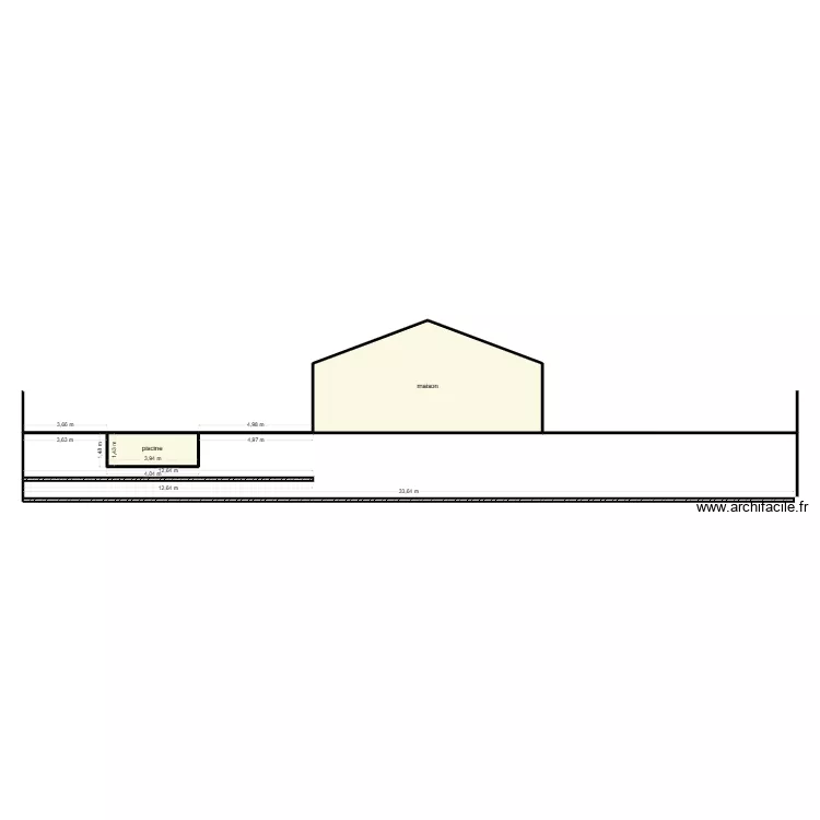 plan de coupe piscine. Plan de 2  et 45 m²