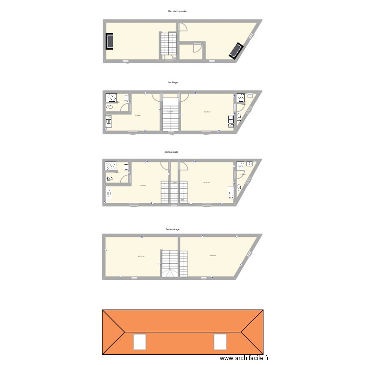 Immeuble Charles Quint - Après rénovation V1. Plan de 15 pièces et 200 m2