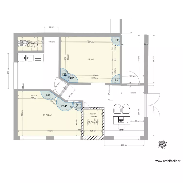 cab dent salle panoramique plomb&eacute;e. Plan de 