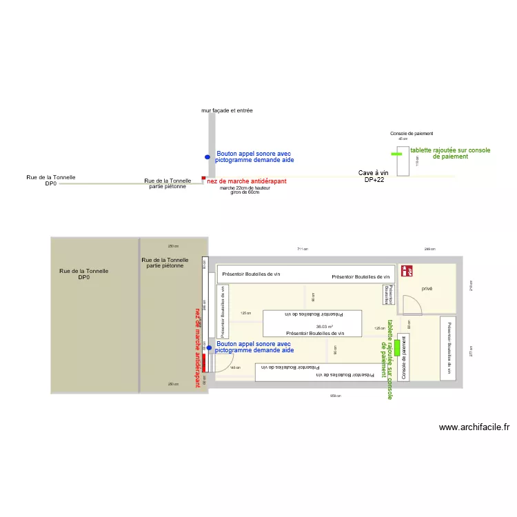 AUX SAVEURS DE LA TONNELLE APRES TRAVAUX. Plan de 