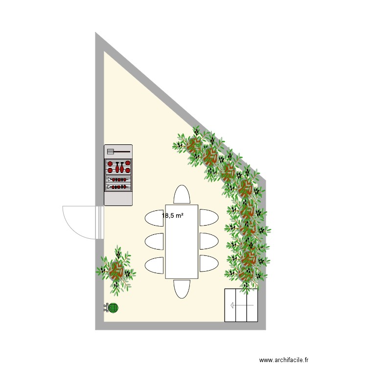 jardin 3. Plan de 1 pièce et 19 m2