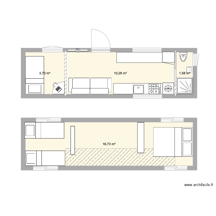 tiny Ado en bas. Plan de 0 pièce et 0 m2