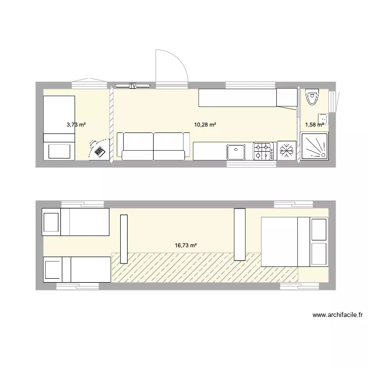 tiny Ado en bas. Plan de 