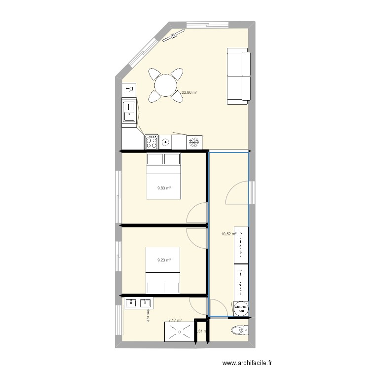 Appartement Liam GARDET Etat Futur. Plan de 6 pièces et 60 m2