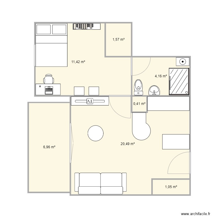 Appartement. Plan de 7 pièces et 46 m2