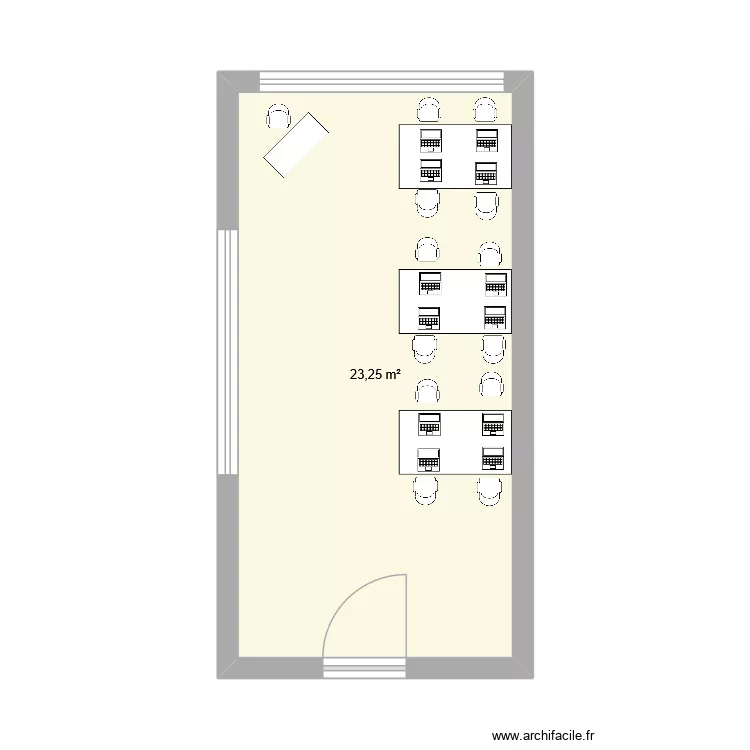 salle bts alternance. Plan de 1  et 23 m²
