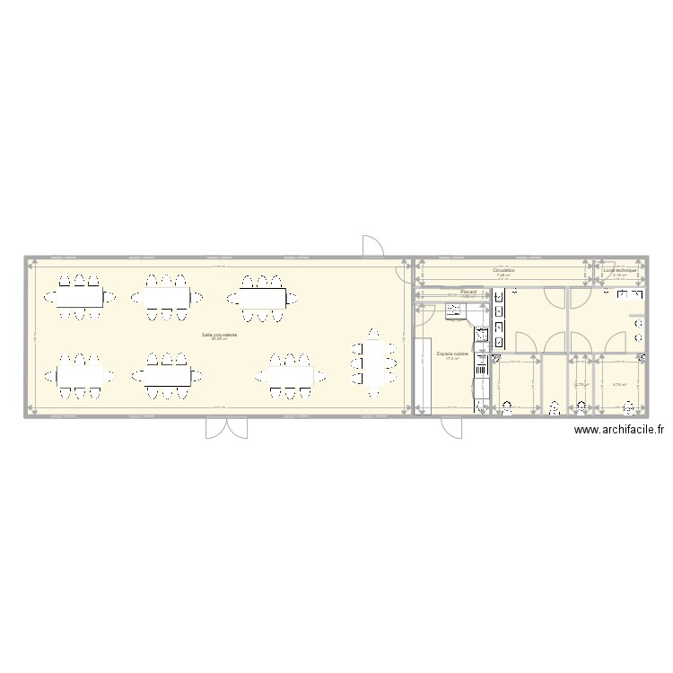 SALLE EN MODULAIRES ROSE DE FRANCE v2. Plan de 7 pièces et 126 m2