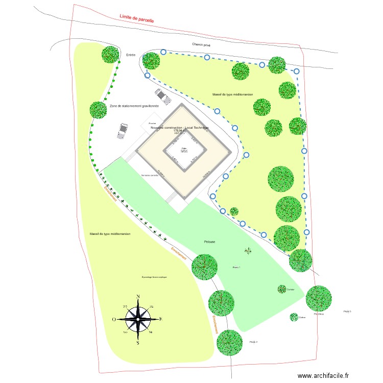 Plan de masse existant1. Plan de 2 pièces et 273 m2