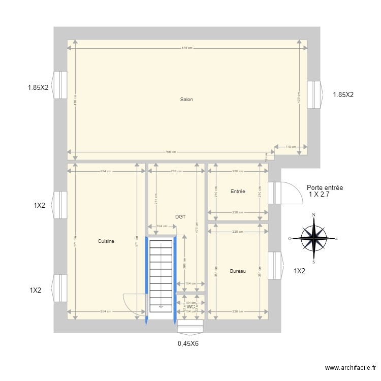 BODIER. Plan de 27 pièces et 260 m2