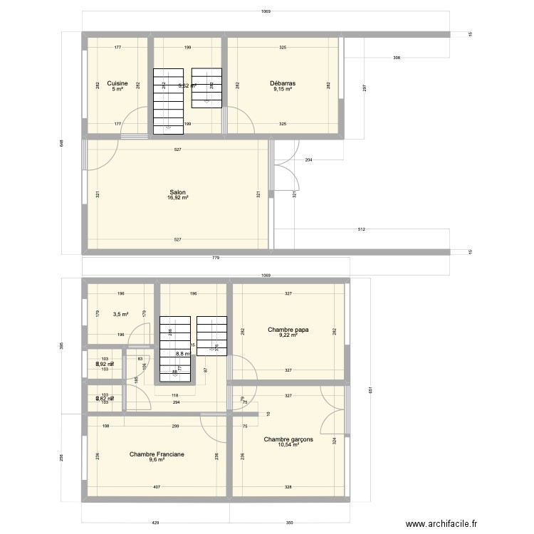 Plan maison Raizet. Plan de 11 pièces et 80 m2