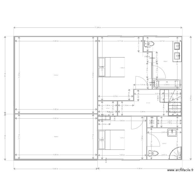 Planta 0 Actual. Plan de 11 pièces et 100 m2