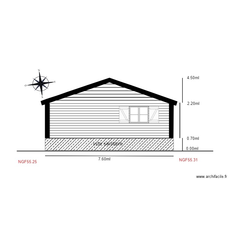 Facade SUD    chalet 56. Plan de 0 pièce et 0 m2