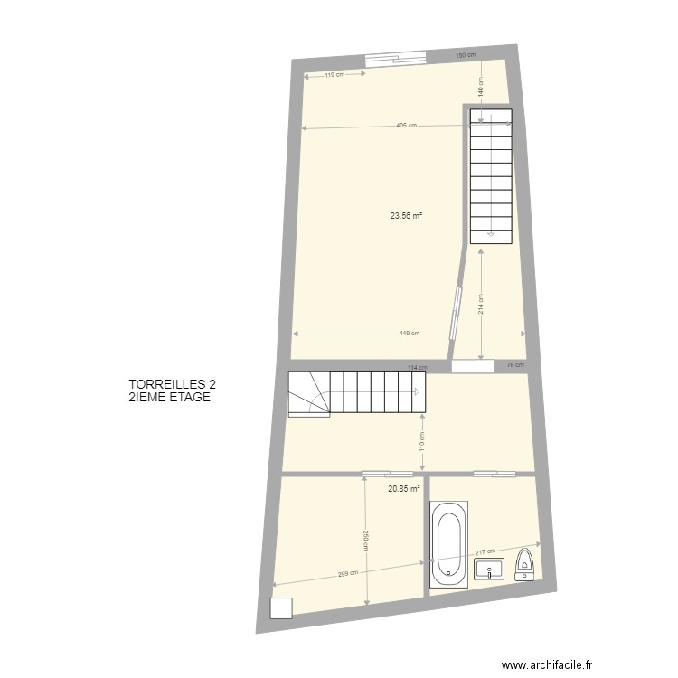 torreilles 2 2ième étage 2 chambres. Plan de 0 pièce et 0 m2