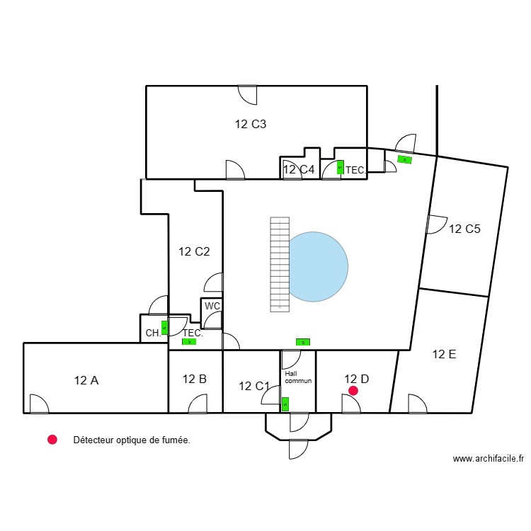 12 D. Plan de 14 pièces et 203 m2