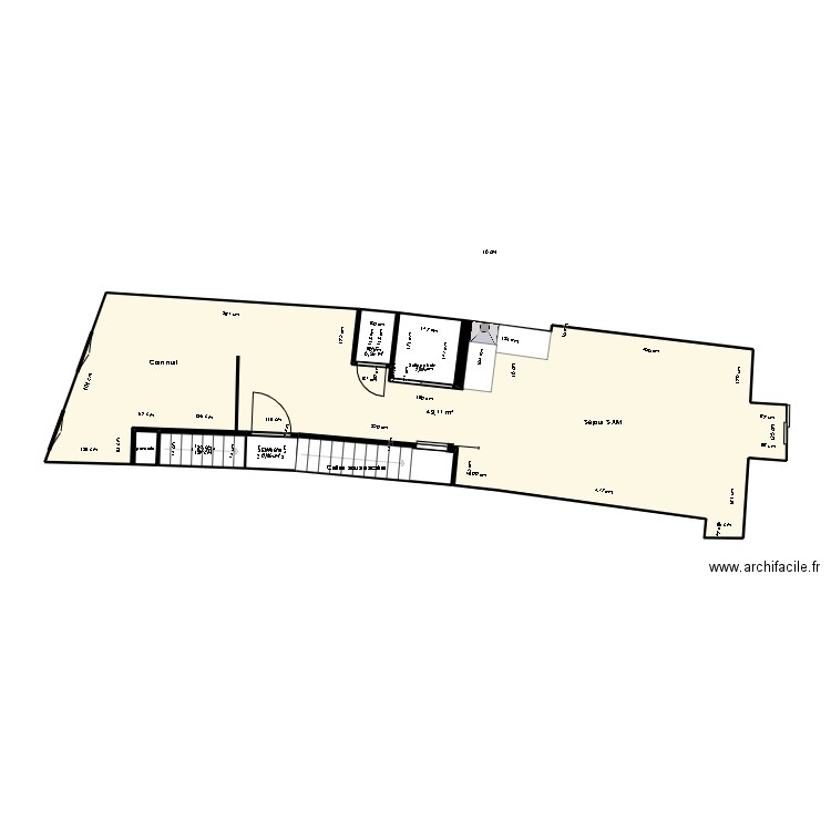 APPART LA CONCHE projet 2 avec côtes. Plan de 7 pièces et 57 m2
