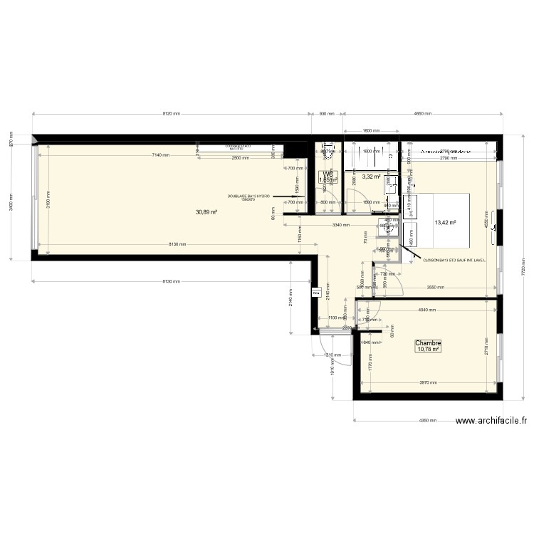 PROJET COUFFON6 BIS. Plan de 6 pièces et 61 m2