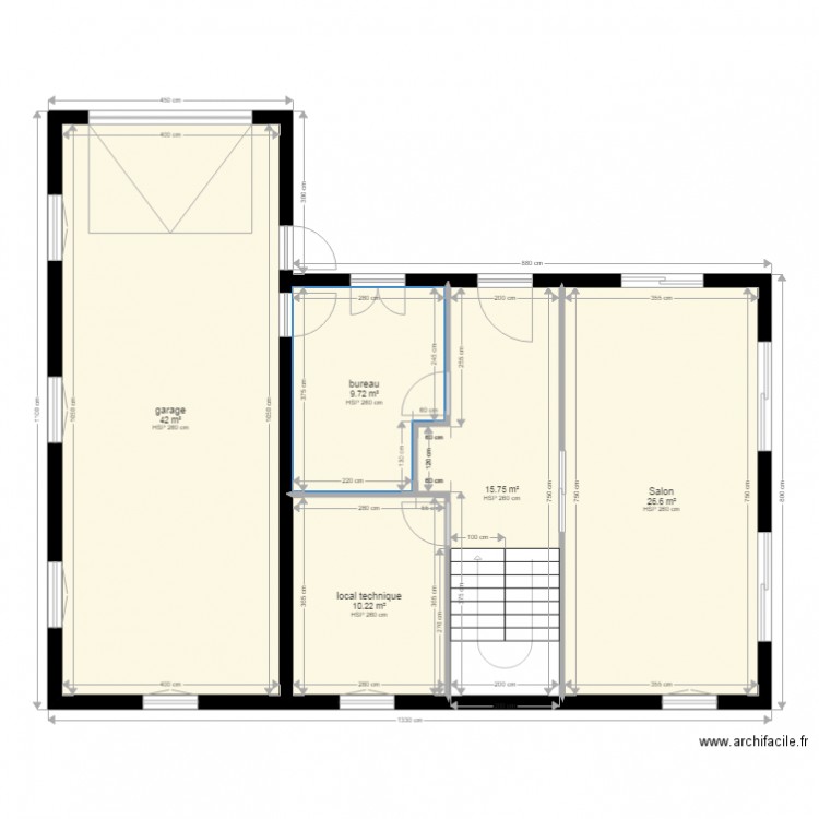 projet V3. Plan de 6 pièces et 200 m2