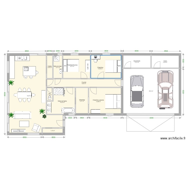 Damod'vy. Plan de 14 pièces et 164 m2