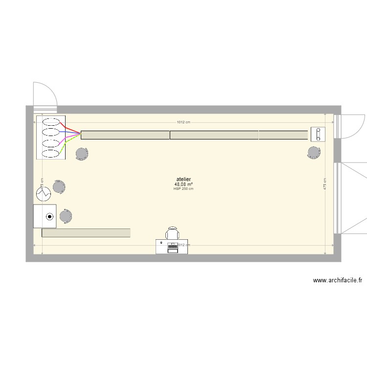 atelier elect. Plan de 1 pièce et 48 m2