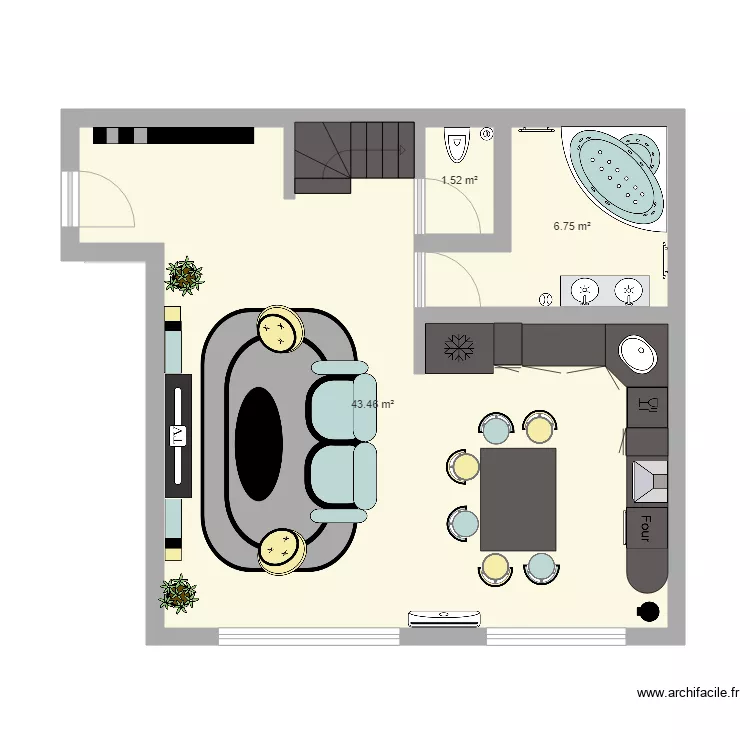 studio 53 M2 finis. Plan de studio 53 M2 finis. Plan de
