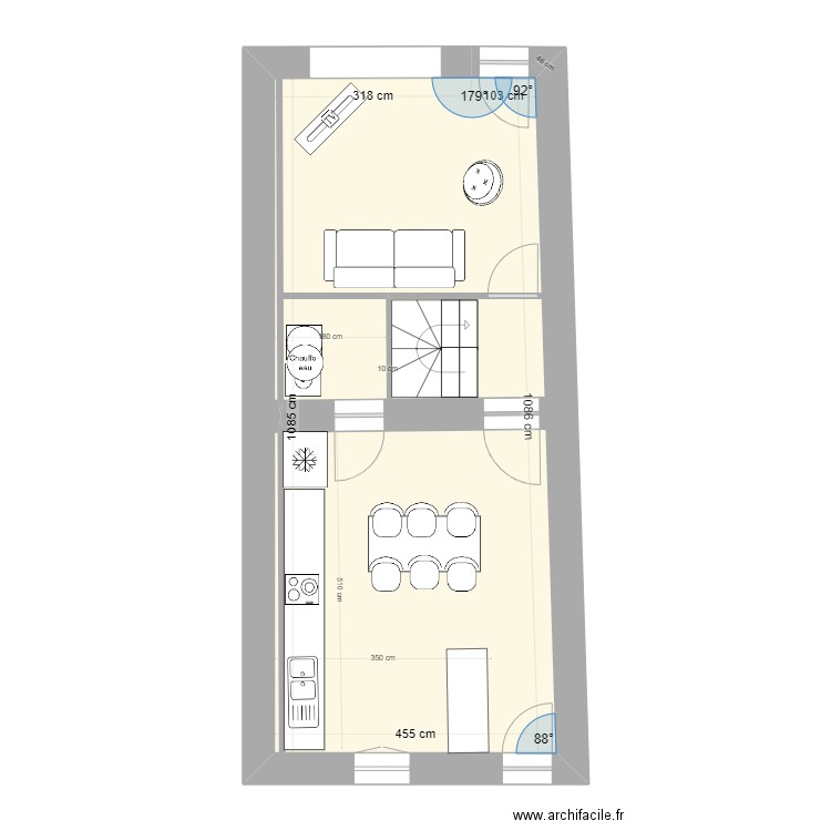 JEANMOULIN  PROJ1. Plan de 1 pièce et 48 m2