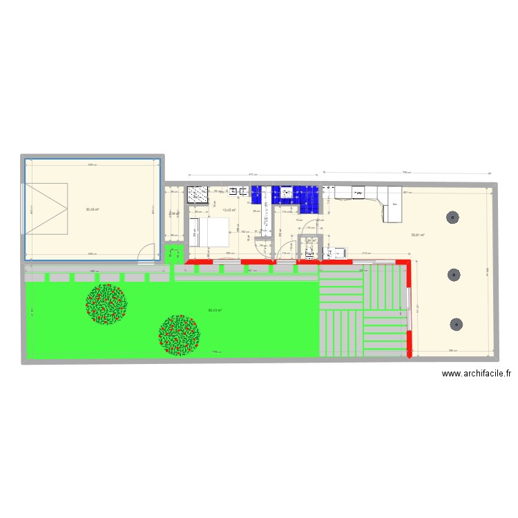 Plan RDC CORNU SANS EXT°. Plan de 7 pièces et 180 m2