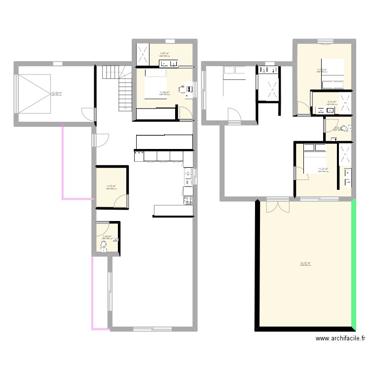 plan maison 2. Plan de 12 pièces et 155 m2
