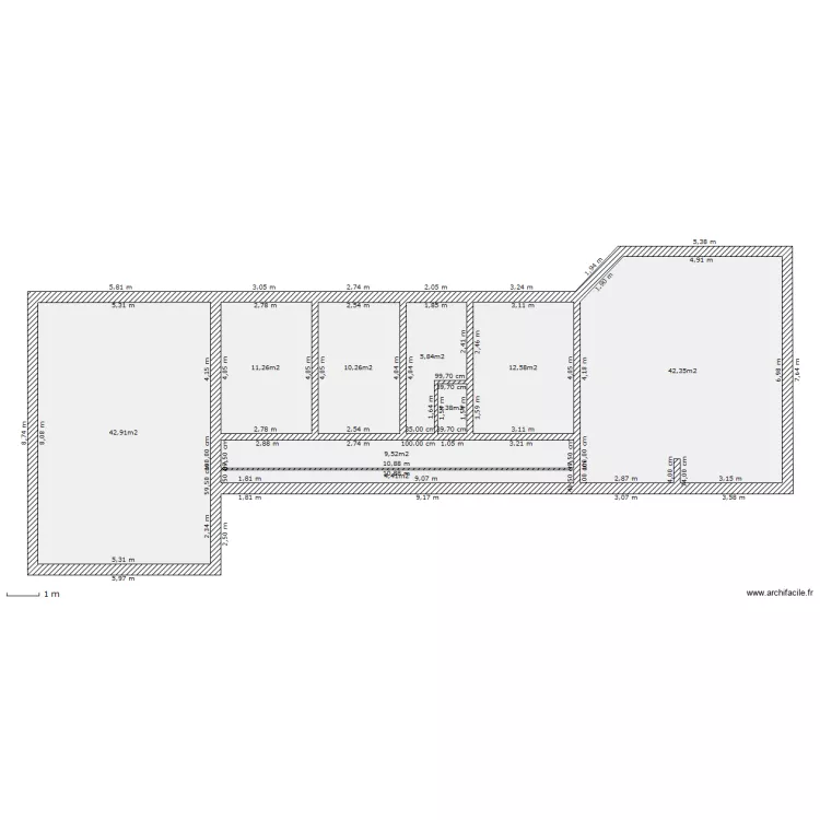 maison type longère. Plan de maison type longère. Plan de