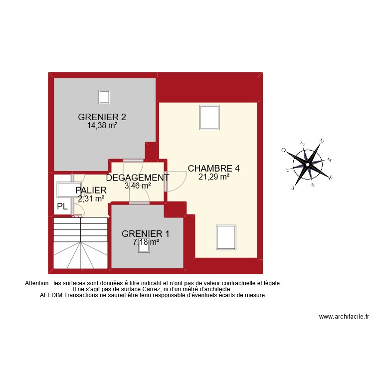 BI 9737 ETAGE 2. Plan de 12 pièces et 59 m2