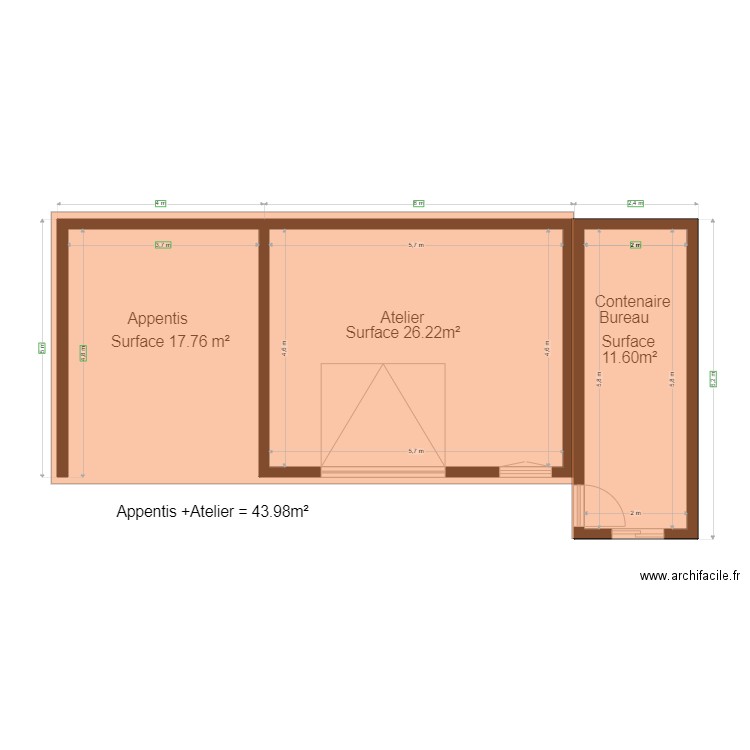 projet    loic. Plan de 2 pièces et 38 m2