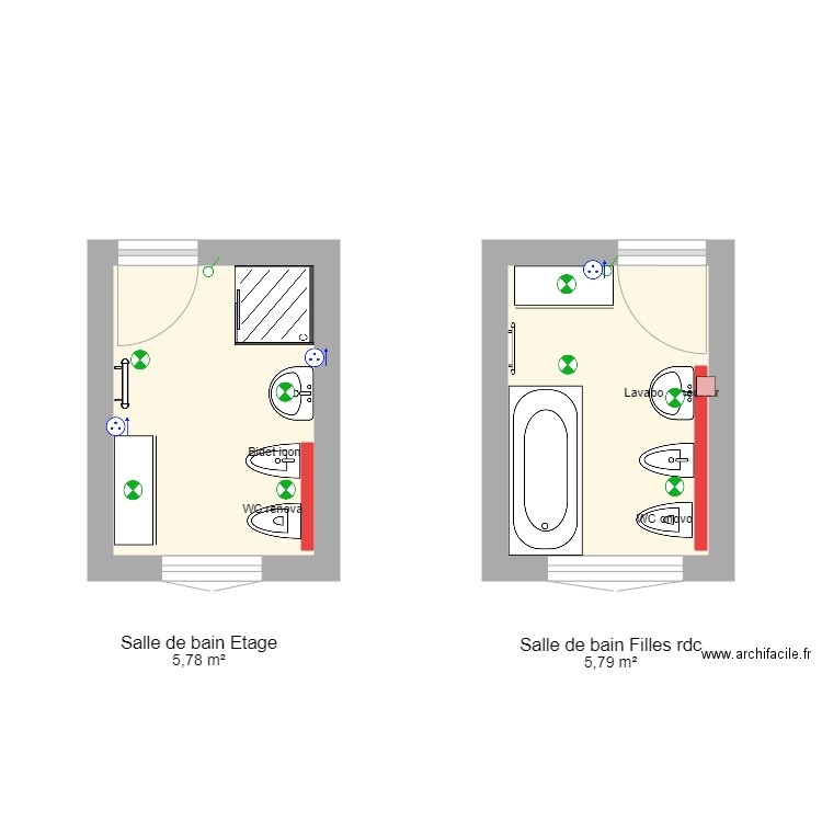 salles de bain jumelles Elec. Plan de 0 pièce et 0 m2