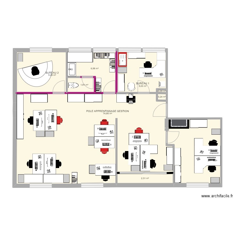 rh gestion projet. Plan de 8 pièces et 105 m2