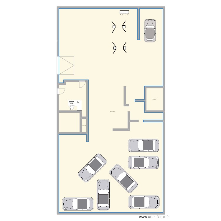 ad garage. Plan de 4 pièces et 359 m2