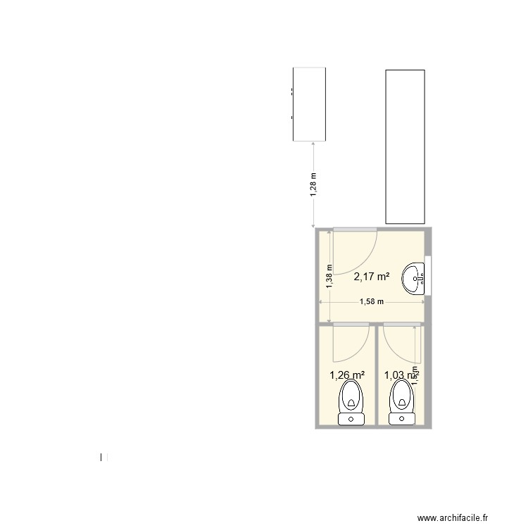  SANITAIRES EXISTANTS. Plan de 0 pièce et 0 m2