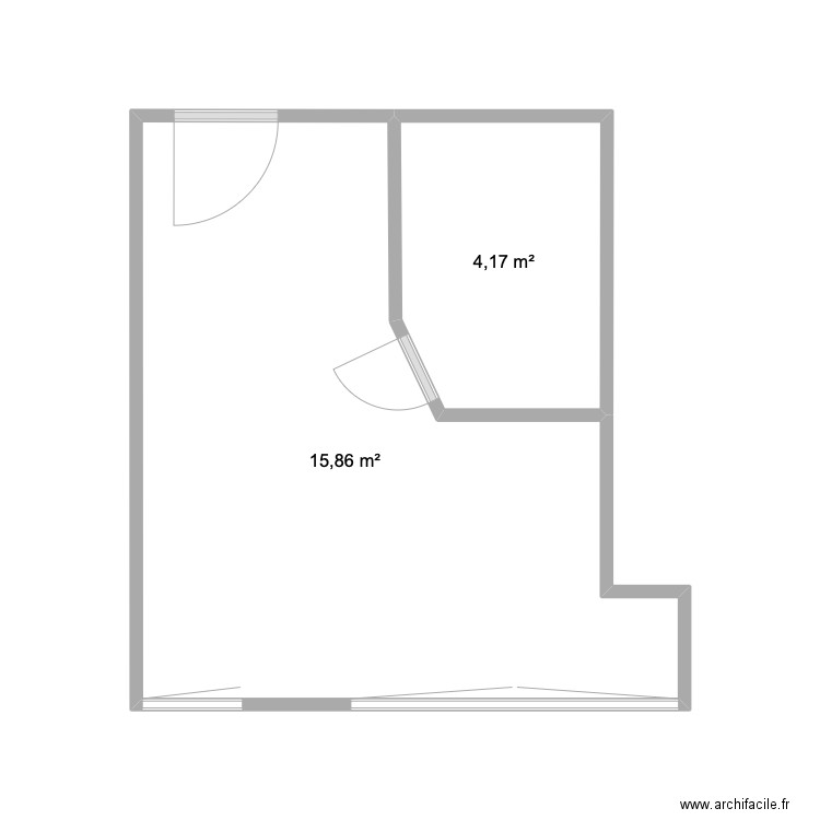 Les Tamaris ch 428. Plan de 2 pièces et 20 m2