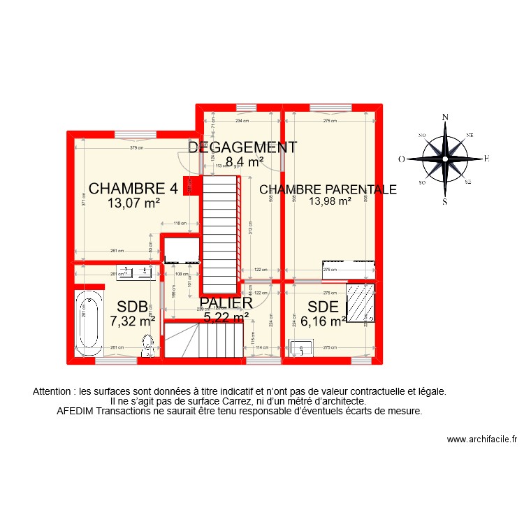 BI 7978 ETAGE 1 PASCAL. Plan de 9 pièces et 61 m2