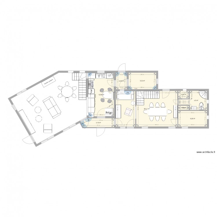 EXISTANT ET EXTENSION. Plan de 0 pièce et 0 m2