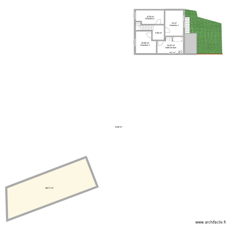 Maison Hochfelden 2ème niveau ter. Plan de 7 pièces et 124 m2